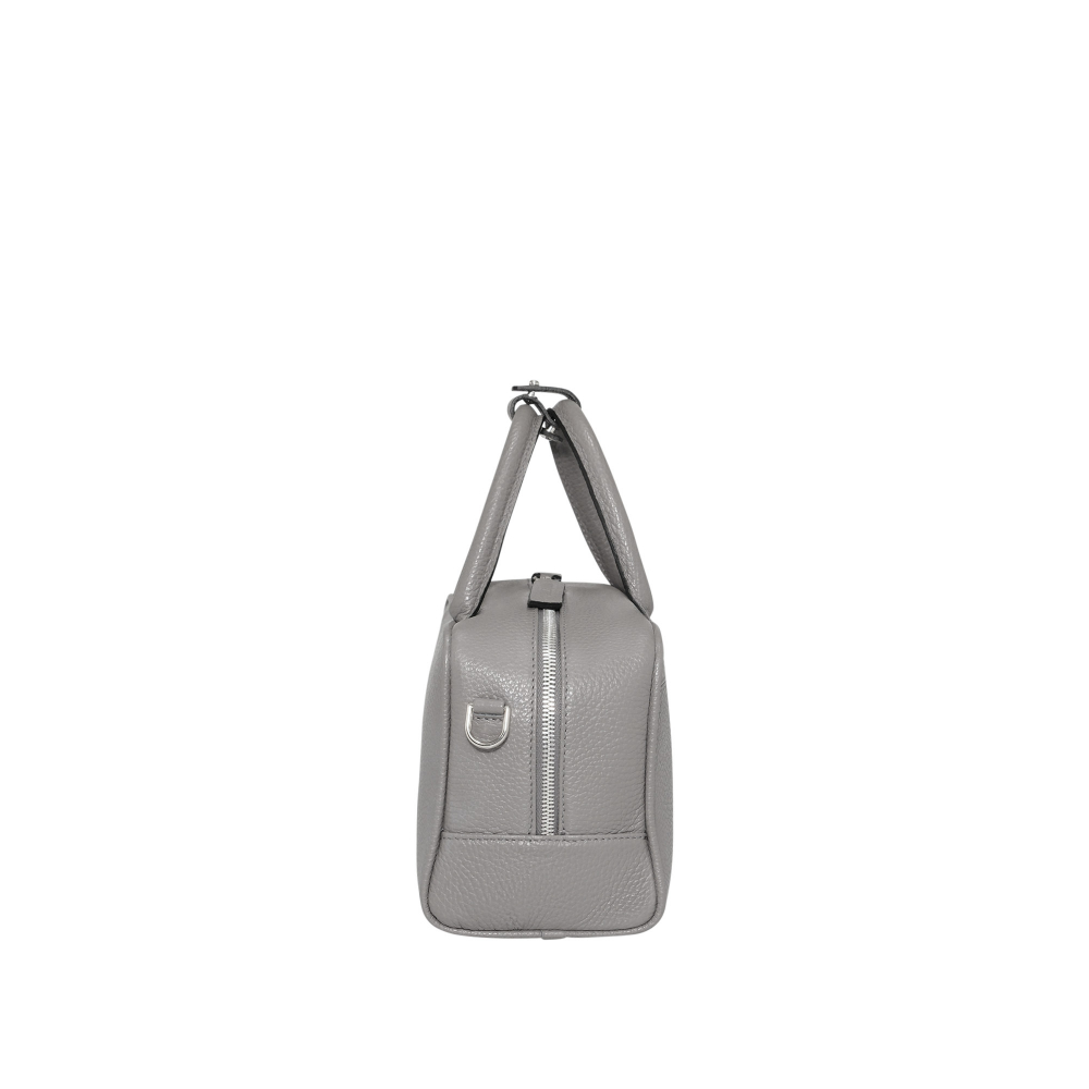 Crossbody Bag Henkeltasche aus genarbtem Kalbsleder in taupe